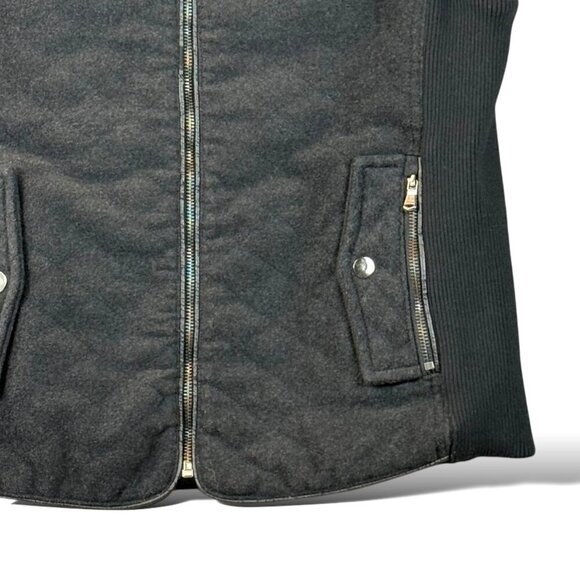 Fate Vest Womens Sz XL Black Wool Blend Quilted Full Zip Buckle Collar Rib Sides - Picture 5 of 9